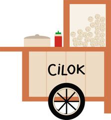 Cilok Indonesian food Illustration. Iftar food. Takjil. Indonesian street food. Cilok cart.