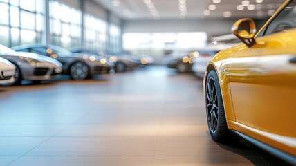 Modern 3D Illustration of a Car Dealership Interior