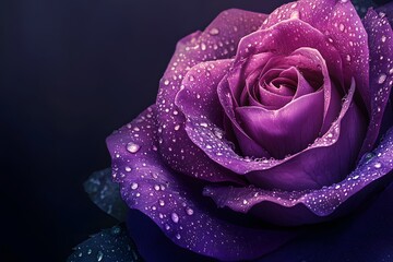 Close-up of a Purple Rose with Water Droplets