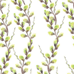 seamless pattern Easter Holiday spring wreaths, watercolor drawing on the paper