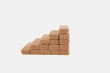A stack of wafers with a white background