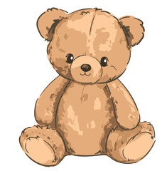 Cute teddy bear vector hand drawn illustration cute print design for kids 