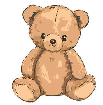 Cute teddy bear vector hand drawn illustration cute print design for kids 