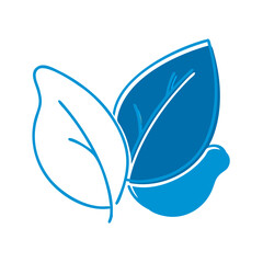 Fototapeta premium Leaf icon in blue vector, natural and organic health representation.