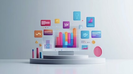Cutting-Edge CRM Techniques: Engaging Visuals & Data Insights on Soft Gray Background