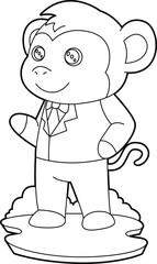 Monkey Groom Suit Wedding Animal Vector Graphic Art Illustration