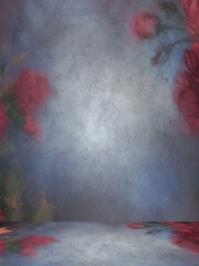photo studio background with floral texture 3d illustration rendering