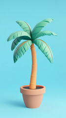 Coconut tree on the beach with blue sky