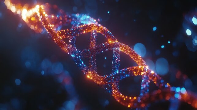 Medical paradigm shift DNA double helix morphing into a personalized holographic health profile