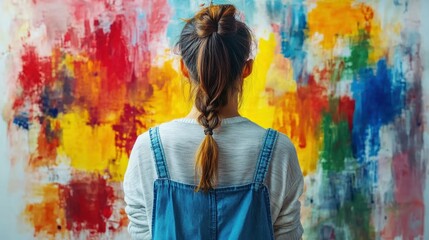 Serene Asian Artist Sketching with Minimalist White Background and Color Splashes