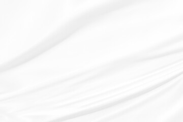Fototapeta premium Clean woven fashion textile beautiful soft fabric abstract smooth curve shape decorative white background