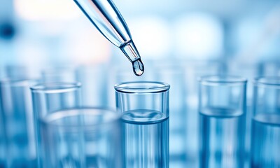 test tubes, dropper, science laboratory, liquid drop, close-up, macro photography