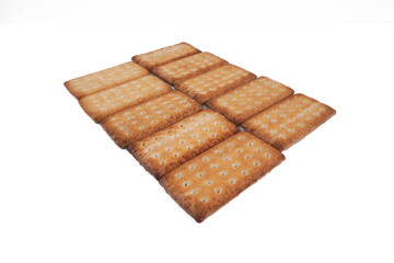 A pile of crackers with holes in them
