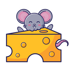 cute mouse eating cheese