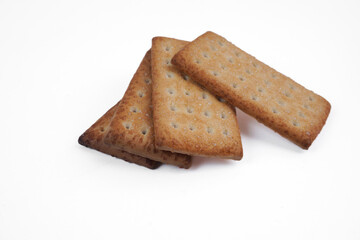 Pile of hollow crackers isolated white background