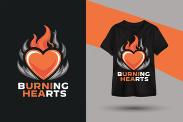 Dynamic Burning heart sticker t-shirt graphic design template