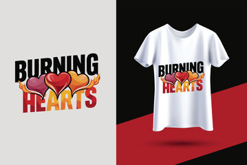 Modern eye catching burning heart sticker t-shirt graphic design