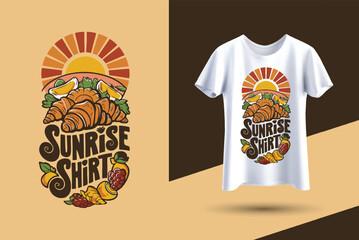 Retro camping sunrise food t-shirt ,sticker graphic design template