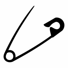 Safety pin icon silhouette. Flat image