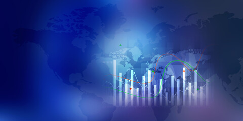 2d illustration Stock market online business concept. business Graph 