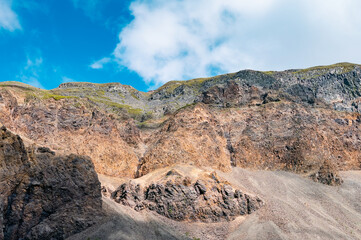 The scenery of Paektu Mountain(Changbai Mountain) in northeast China is an ancient volcanic geological landscape.