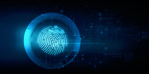 2d Illustration Fingerprint Scanning Technology Concept 

