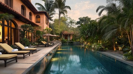Fototapeta premium Luxury hotel offering world-class amenities like spa treatments, gourmet dining, and personal butler services