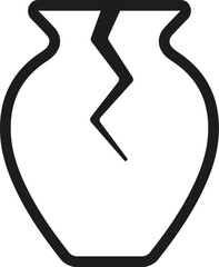 Broken jug icon. Clay jug with a crack. Vector. Line style.
