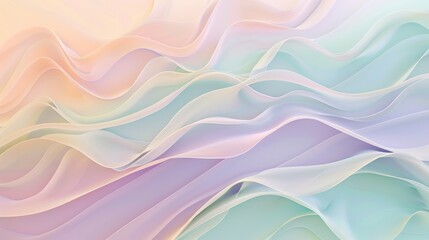 Obraz premium A pastel background with gentle waves of color blending lavender, mint, and peach