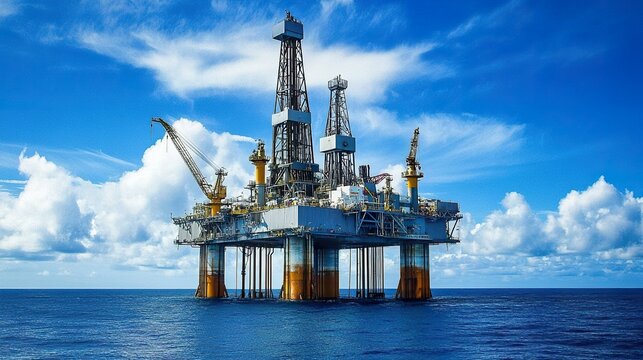 An oil platform, the machinery in constant motion as the ocean churns below, offshore oil rig