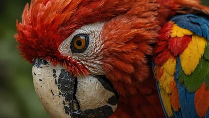 Portrait of a vibrant scarlet macaw.