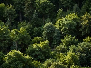 Fototapeta premium Peaceful forest landscape showcasing lush greenery and tranquil surroundings.