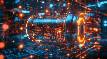 Nuclear battery technology Nuclear battery core, glowing in radiant blue and green, surrounded by abstract energy waves, no human figure, futuristic, vector illustration