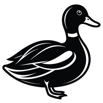 recommend clip art: Silhouette Mallard vector line art logo design templates