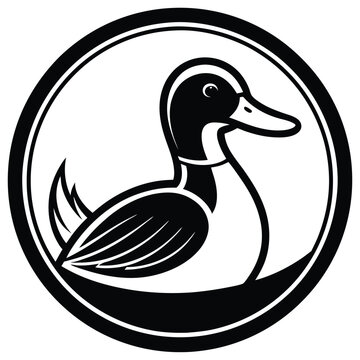 recommend clip art: Silhouette Mallard vector line art logo design templates