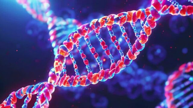 precise DNA replication, double helix and new complementary strands. loop demonstrates accuracy genetic information duplication mitosis begins, 4k High-Quality background Animation Video