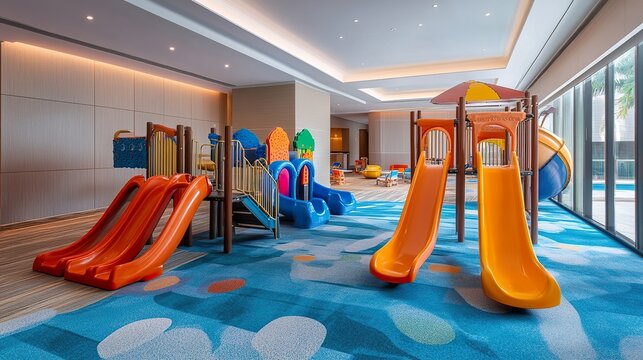 Spacious family-friendly hotel with fun amenities such as a kids' pool, play areas, and interactive games for all ages