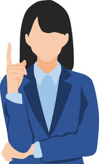指を上に指すビジネスウーマンのイラスト