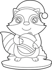 Racoon Christmas Christmas ball Animal Vector Graphic Art Illustration