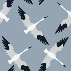 seamless background with birds storks