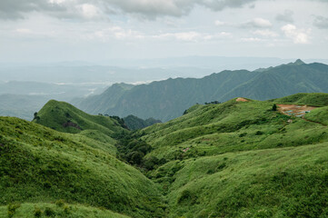 Fototapeta premium The mountainous scenery of Wu-kung Mountains in southern China in summer.