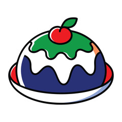 A drawing of a Christmas cake with holly and holly on top