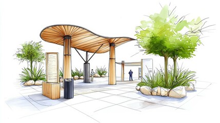 Recycled Material Pavilion An event space constructed entirely from recycled materials, showcasing innovative reuse of waste products