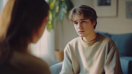 A teenager engaging in a counseling session focused on mental health support and wellbeing.

