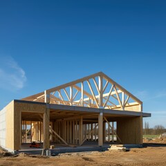 Fototapeta premium Mass timber construction in Europe – Sustainable building technology, focusing on environmentally friendly materials