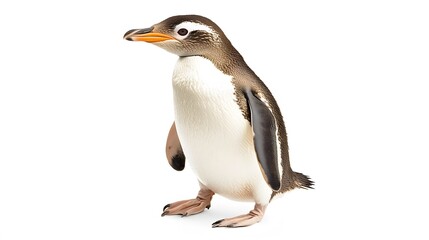 Fototapeta premium Yellow-eyed Penguin Bird on White Background, Photo Realistic, Wallpaper, Cover and Screen for Smartphone, PC, Laptop, 9:16 and 16:9 Format