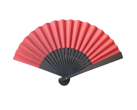 Elegant red and black folding fan on a white isolated background.