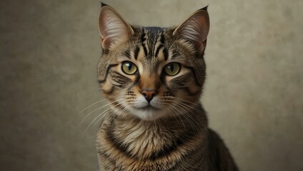 Obraz premium Portrait of a cat against a neutral background.