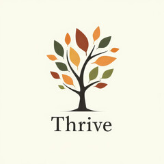 Obraz premium Thrive Logo mit bunten Blättern und stilisiertem Baum