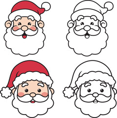 Santa Claus Face, Funny Santa Head vector illustration on a white background